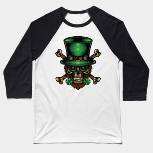 Leprechaun Skull Baseball T-Shirt